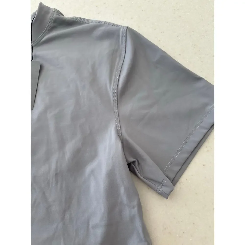 JTOO Gray Athletic Crop Top Women’s Small Short Sleeve Stretch Activewear NWT - Picture 9 of 9